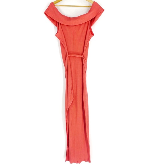 Fashion Nova Pink Ribbed Off Shoulder New Stretch Belted Maxi Dress Plus Size 3X - Picture 7 of 14